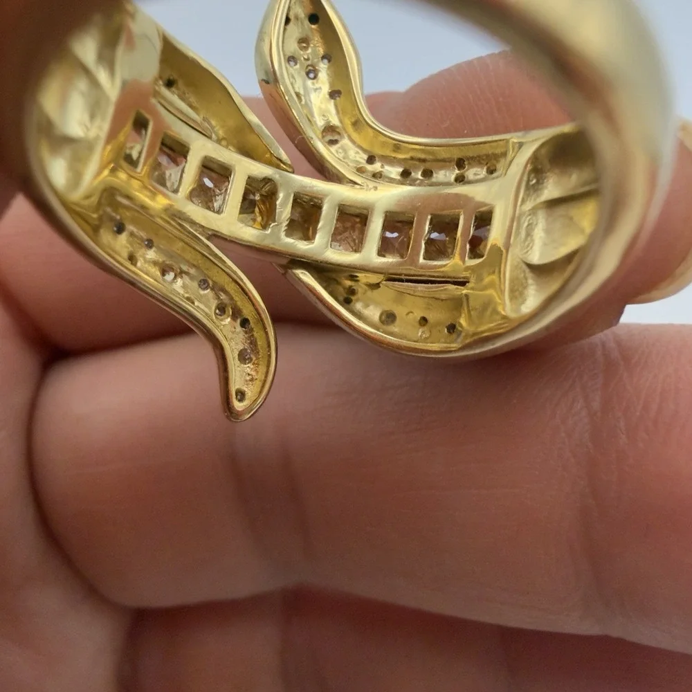 Vtg Djoy Sterling Silver Snake Ring Yellow Saphire Diamond Spinel 18k Vermeil